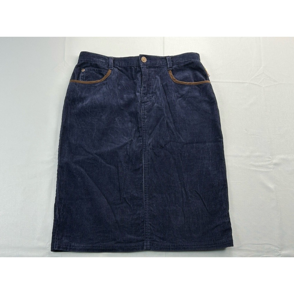 Vintage Mary-Kate And Ashley Girl 14 Navy Corduroy Midi Skirt Y2K Preppy